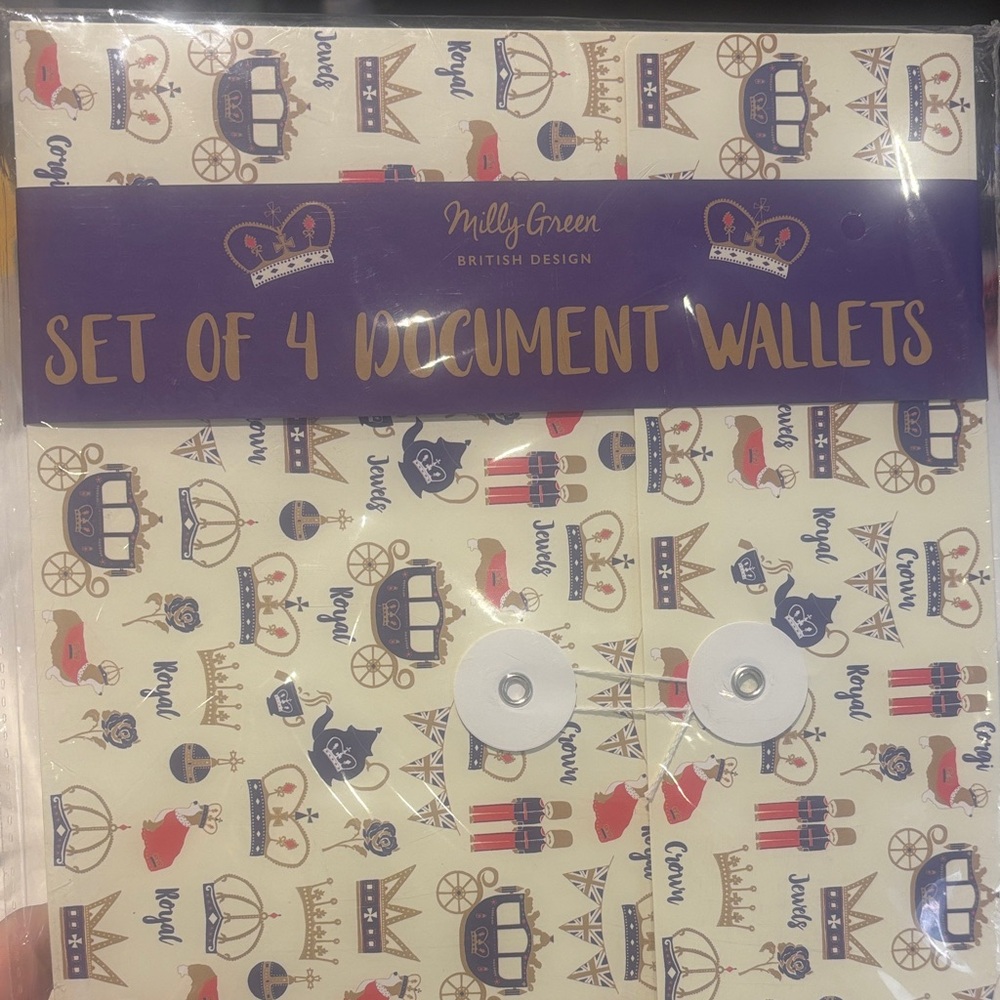 Paperchase Royal Document Wallet Set - Cream and Blue